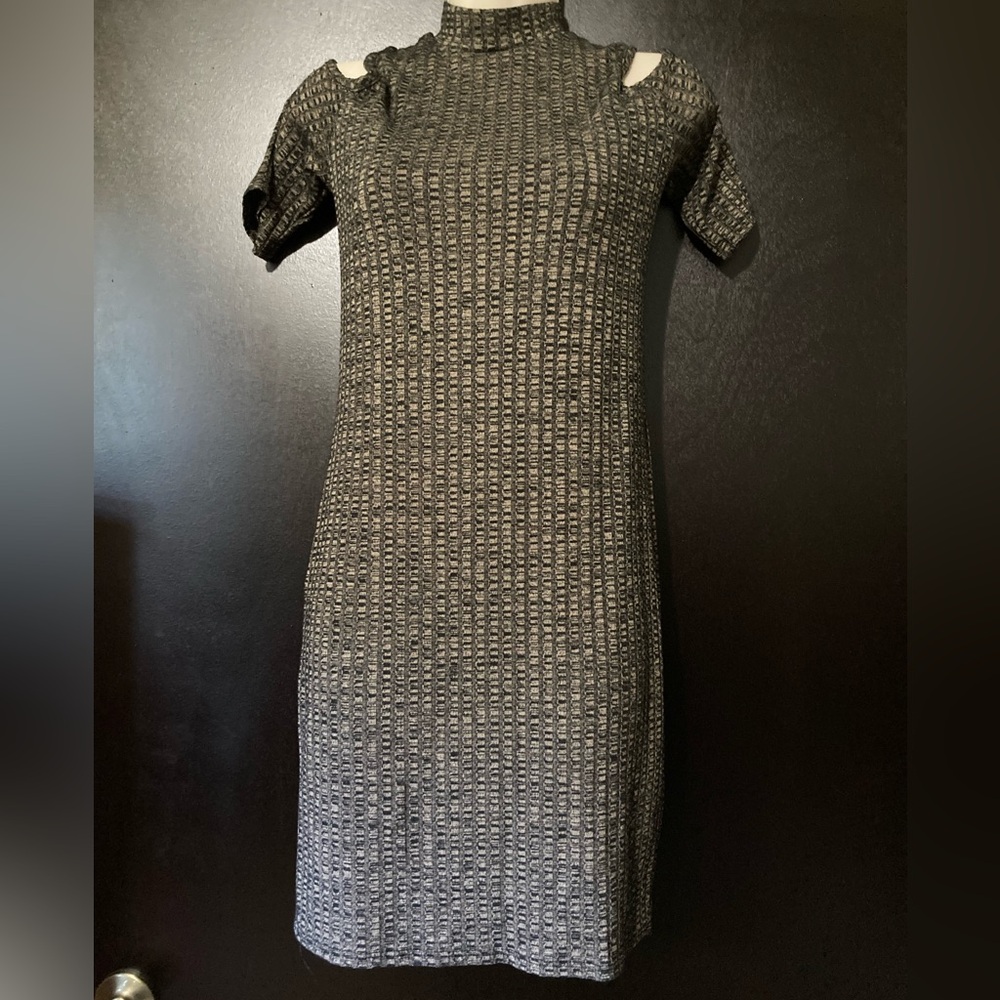 Cold shoulder mock turtleneck dress